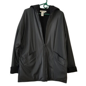 David brooks men's Black coat hooded, Inside Fleece - Size M